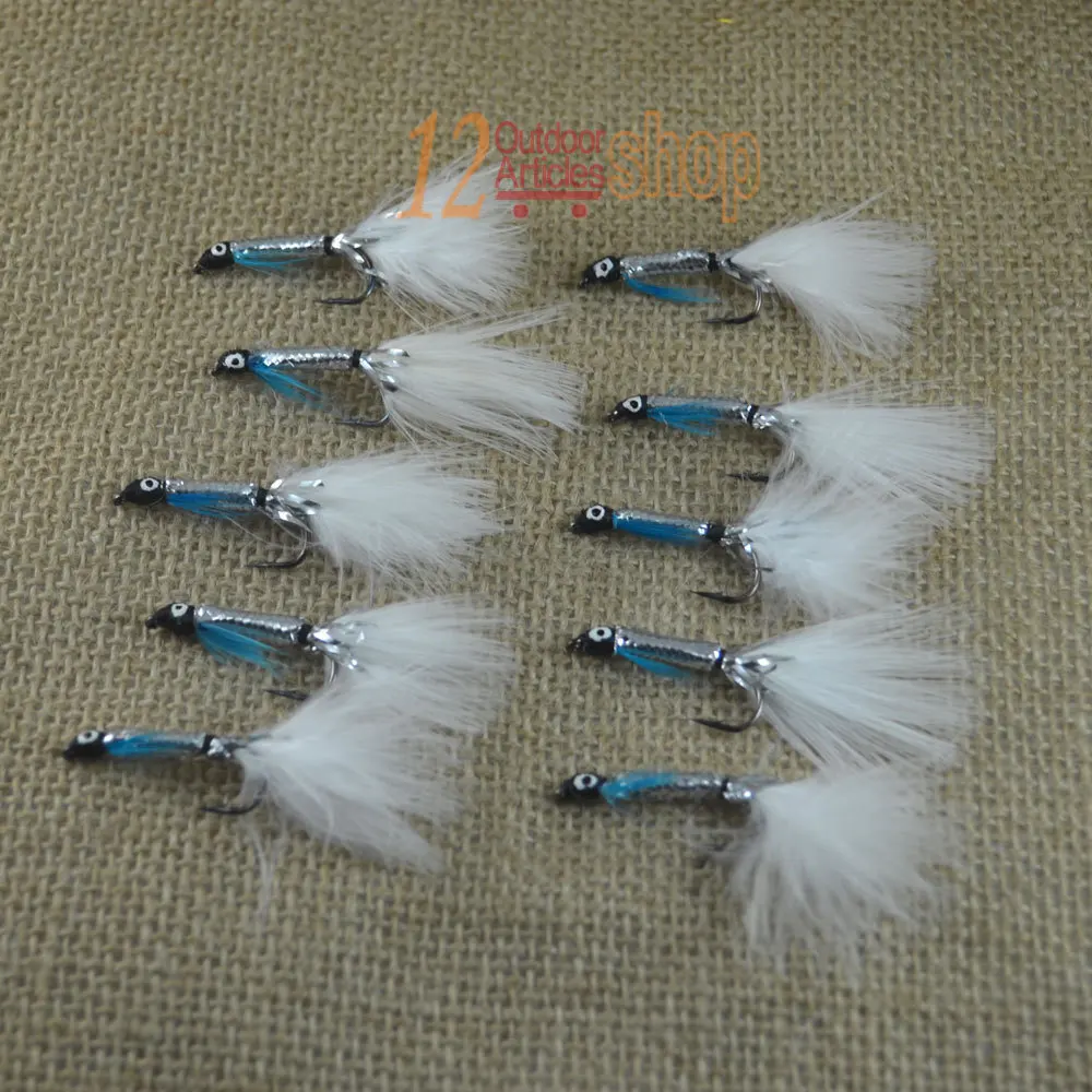 MNFT 10PCS 4 #   Ghost Tail Blue Fin Silver Body Streamer Minnow Fly Popular para pesca con mosca Moscas de pesca azules en blanco y negro - imagen 3