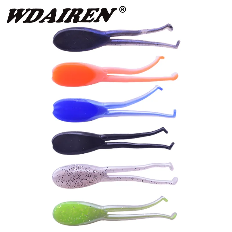 Señuelo de pesca de silicona blanda, cebo de 65mm y 2,2g, gusanos blandos, cola en T, Swimbait, Bass Shad, Wobbler, aparejos de pesca, 10 unids/lote, WD-252 - imagen 5