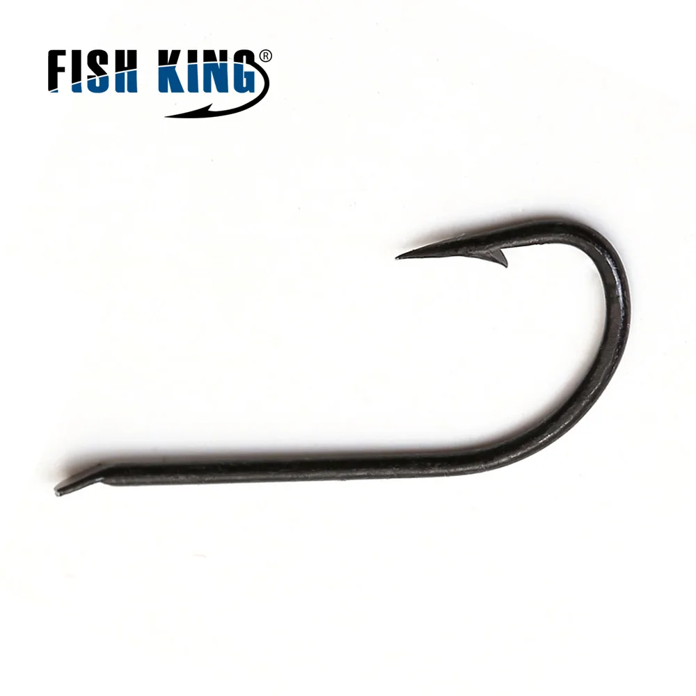 FISH KING-anzuelo de caña larga de acero con alto contenido de carbono, gancho afilado con púas, aparejos de pesca de carpa, 2515BL, 1-17 #, 100 unidades por lote - imagen 3