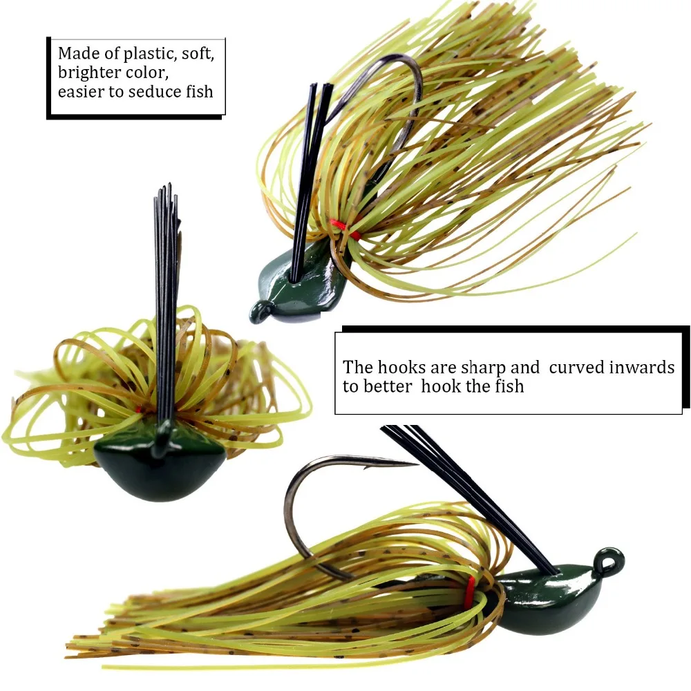 THKFISH-gabaritos sin malezas, cebos de alambre de pesca, falda de natación de goma, señuelos, 19g, cabezales de plantilla de Metal, anzuelos de púas para pesca de lubina Buzz, 3 uds. - imagen 4