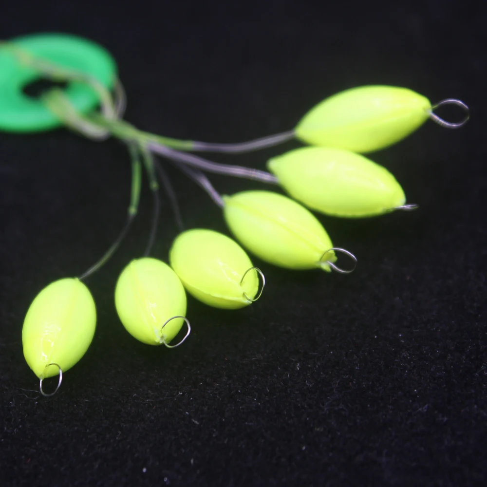Mini flotador de pesca ovalado, 1 grupo, 6 uds/3 uds., Bobber Rig, fabricación de frijoles flotantes, cuentas llamativas rojas/amarillas con agujero sin tapón - imagen 2