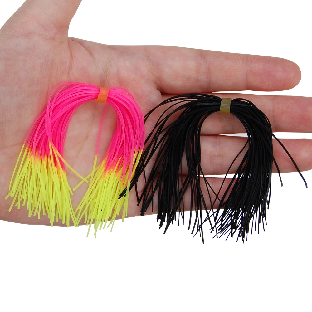 Shaddock-faldas de plantilla de goma para pesca, faldas de silicona de 50 hebras, Material de goma para atar moscas de alambre, colores mezclados, 10 Uds. - imagen 4