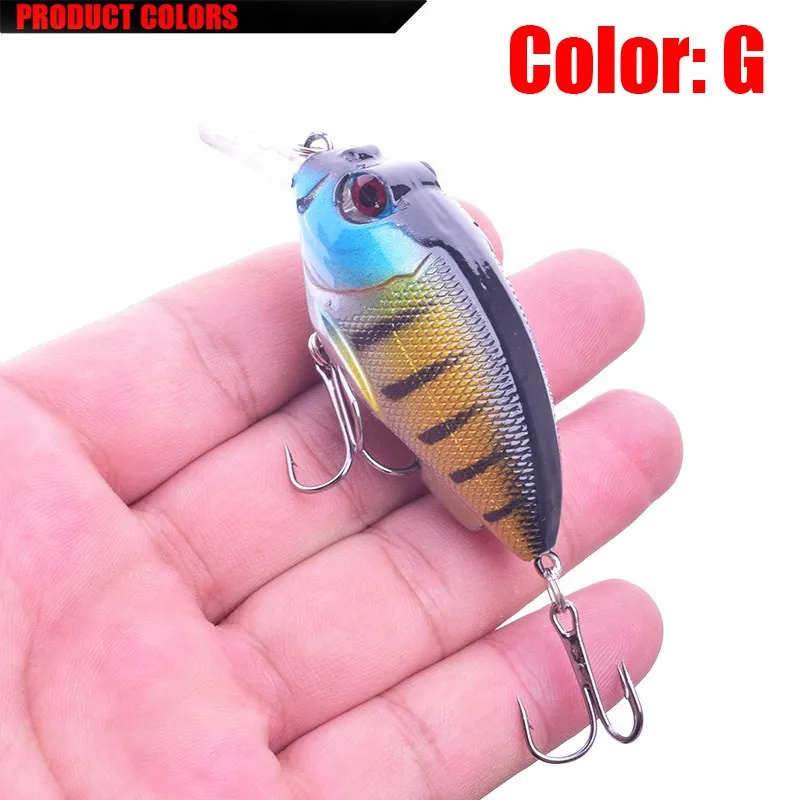 1 unidad de Señuelos de Pesca de 7cm, 10g, cebo duro para pececillos, señuelo para pesca de lubina, Crankbait, Swimbait, trucha, cebos de manivela con aparejos de anzuelos triples 8 # - imagen 4