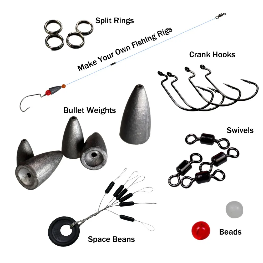 THKFISH 389 Uds pesca Carolina Texas Rig accesorios DIY Set pesca de agua dulce plomo giratorios cuentas Kit de anzuelos compensados - imagen 4