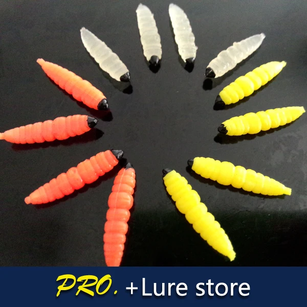 3 cm 100 Uds. Por caja de cebos de pesca de gusano de pesca suave de alta calidad cebos artificiales grub isca pesca grub pequeños cebos wrom - imagen 4