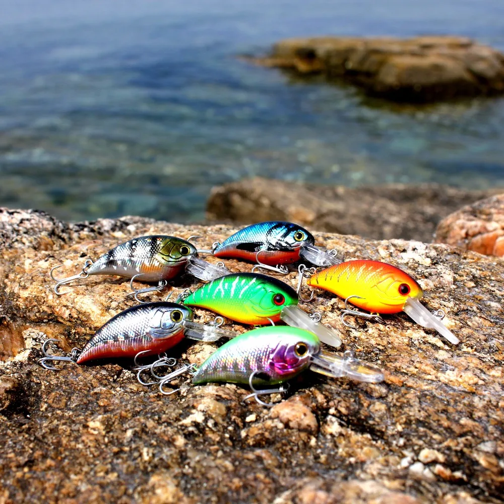 AOCLU-Cebo flotante Wobbler, manivela Minnow, señuelo Shad, gancho VMC para barco de bajada, pesca de lubina, 50mm, 3,0G, buceo 0,3-0,8 m - imagen 4