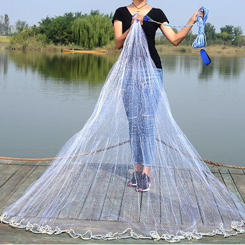 Red fundida a mano De estilo estadounidense, red De Pesca China sin anillo, trampa para peces, suministros De Pesca, herramienta al aire libre De nailon