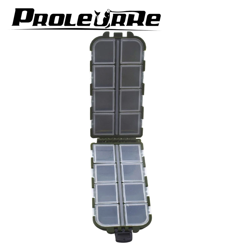 Proleurre-caja de aparejos de pesca de plástico verde militar, compartimentos de gancho, estuche de almacenamiento, herramienta de almacenamiento de señuelos giratorios de pesca al aire libre - imagen 3