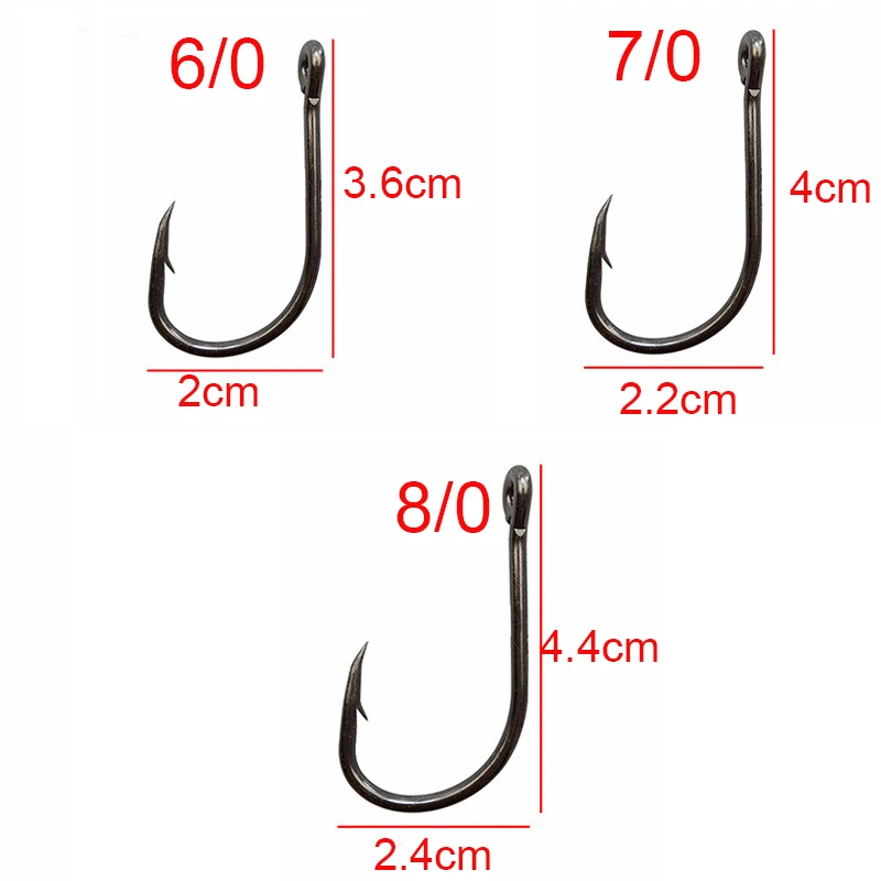 JSM-anzuelos de pesca de carpa, 50 unids/lote, 9260, cebo vivo negro fuerte, círculo, aparejos de pesca de carpa, tamaño 2/0, 3/0, 4/0, 6/0, 7/0 - imagen 3