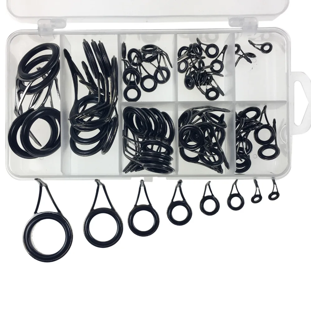 Guías de caña de pescar THKFISH, 75 Uds., Kit de reparación de construcción de caña, herramienta de pesca de acero inoxidable de 3,5-23mm, anillo de cerámica, agua dulce y salada - imagen 5