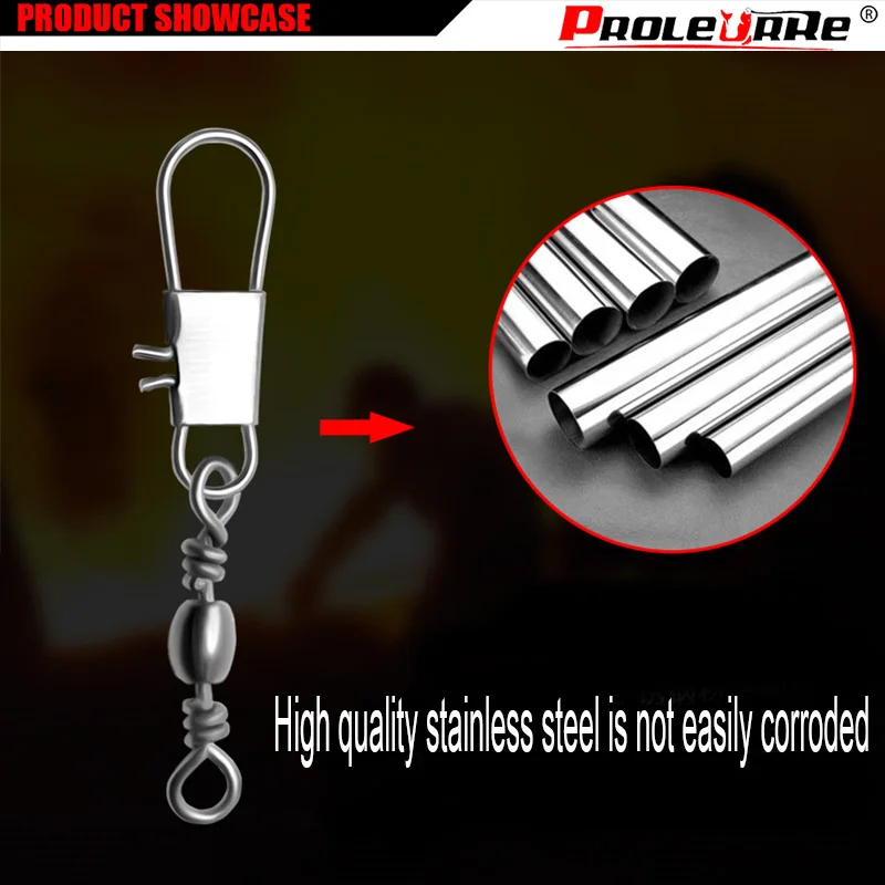 10 unids/lote de acero inoxidable para pesca, giratorio, bloqueo de rodamiento de bolas, conector rodante, Pin enganchado, accesorios para aparejos de anzuelo - imagen 4