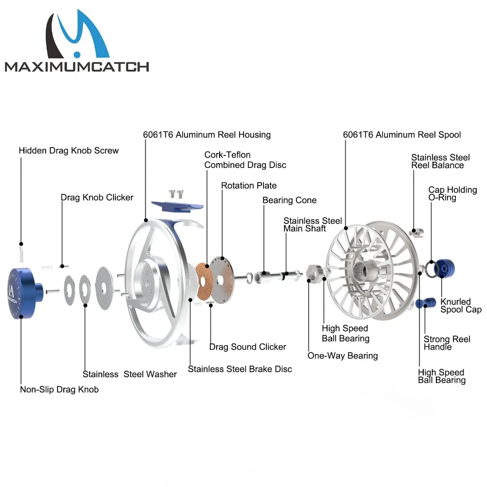 Carrete de pesca con mosca Maximumcatch 3/4/5/6/7/8WT carrete de mosca de arrastre de microajuste de aluminio mecanizado CNC - imagen 4