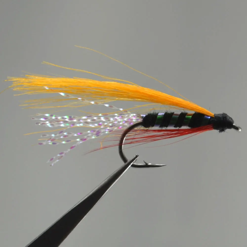 MNFT-señuelo de pesca con mosca, cebo Artificial, Color naranja, rojo, cuerpo azul, Flashabou, Minnow, Streamer, cuerpo holográfico, húmedo, 7, 10 Uds. - imagen 3