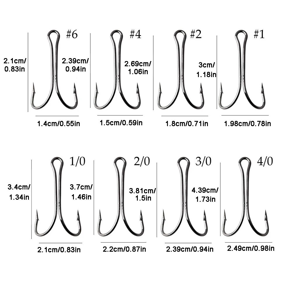 Shaddock-anzuelos de pesca con mosca, anzuelo doble de acero al carbono, anzuelo negro para señuelo suave, tamaño 6 #-4/0, 25 uds. - imagen 3