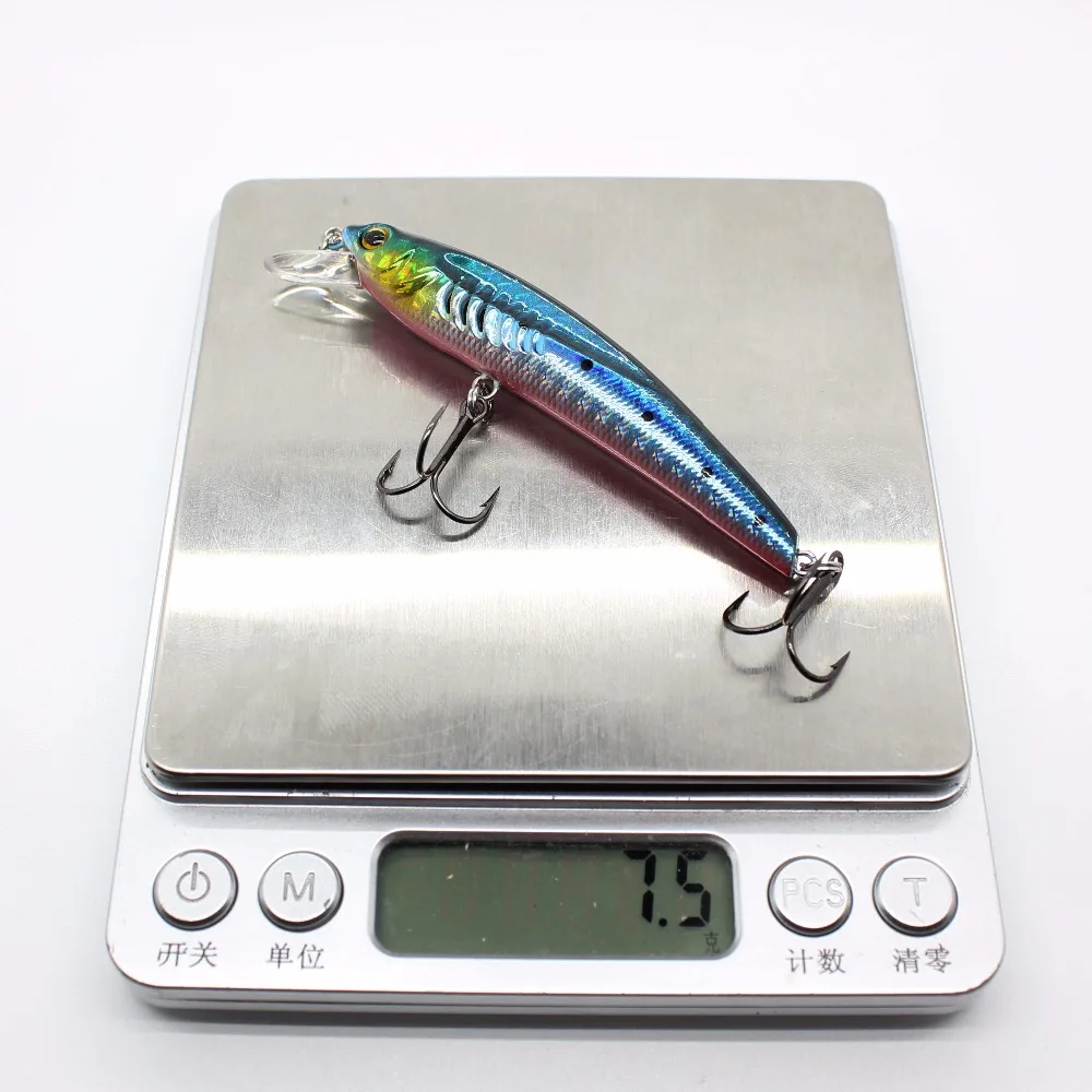 AOCLU-señuelo duro para sábalo Jerk, anzuelos flotantes, sonajero VMC, lubina, trucha, pesca de Lucio, Swimmer, 80mm, 7,5g de profundidad, 0,8 M - imagen 5