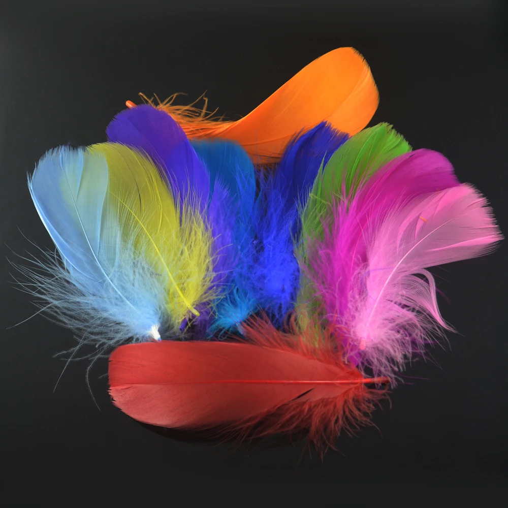 100 Uds. Surtido de plumas de franela de cordero, Material para atar moscas, plumas de ala de pato, colores mezclados al azar para la fabricación de moscas secas y húmedas de ninfas - imagen 2