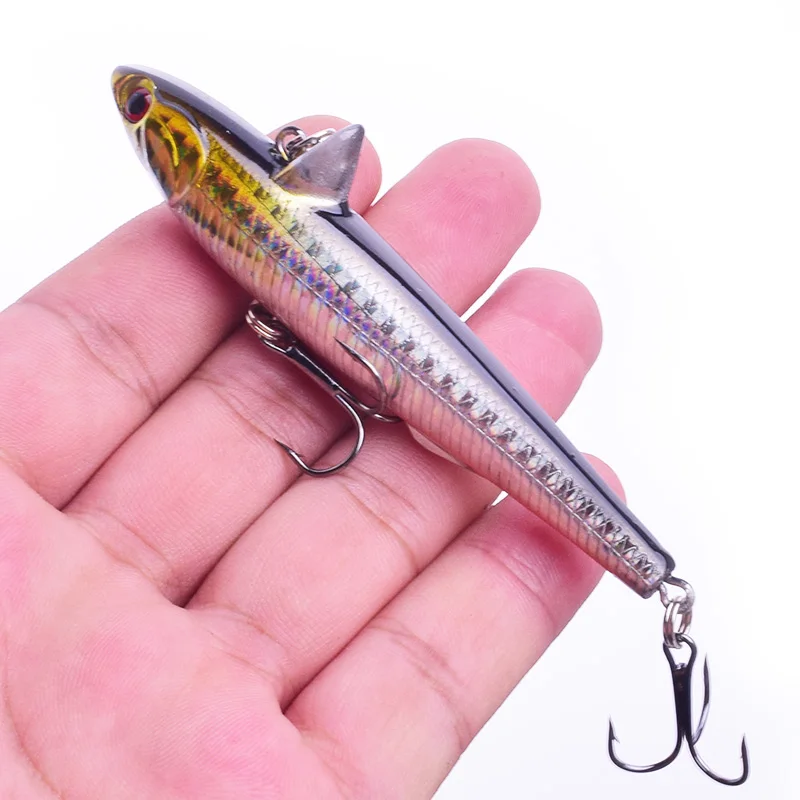 Señuelos de Pesca de 90mm y 14,5g, cebos duros con aletas Isca, 6 anzuelos triples Crankbait Leurre Wobbler, 1 unidad - imagen 3
