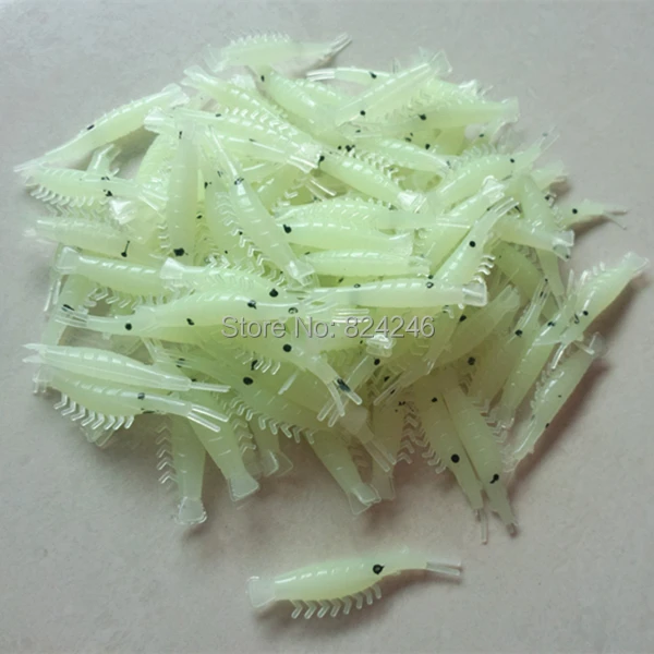 JYJ100pcs 4cm plástico suave mini luminoso pequeño señuelo de camarones, pesca de camarones suave, señuelo de camarones suaves aparejos de pesca - imagen 3