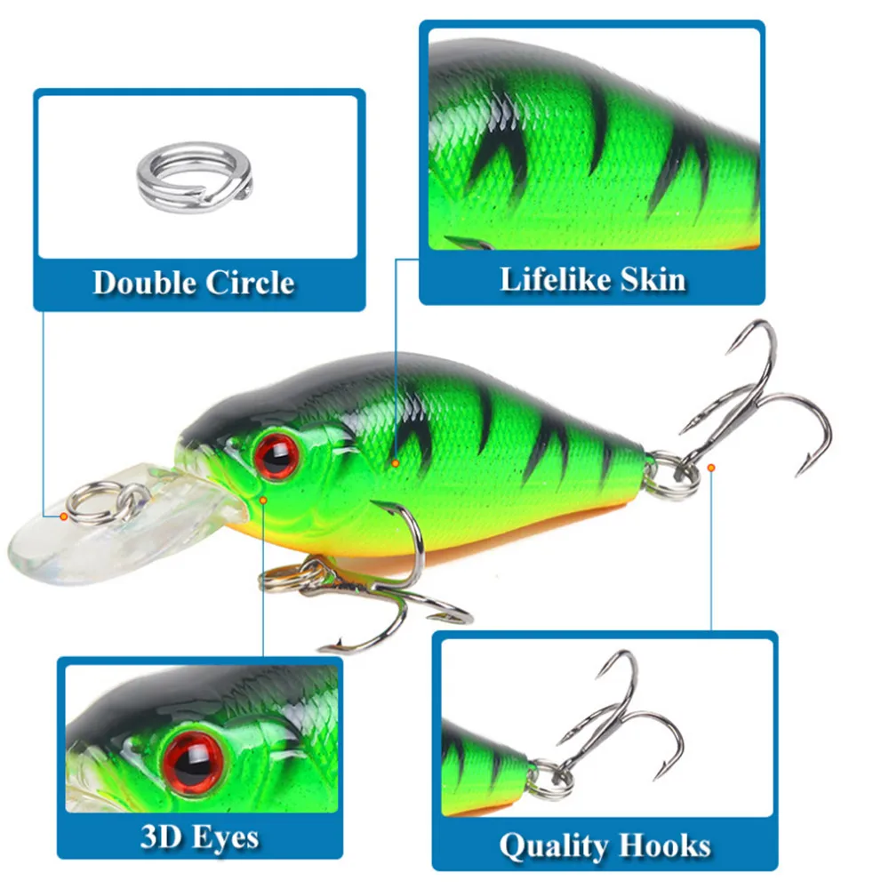 Señuelo de pesca Crankbait, 1 Uds., 8g, 7cm, manivela Artificial, cebo duro de plástico, Swimbait realista, Wobblers de pesca, señuelos de peces japoneses - imagen 5