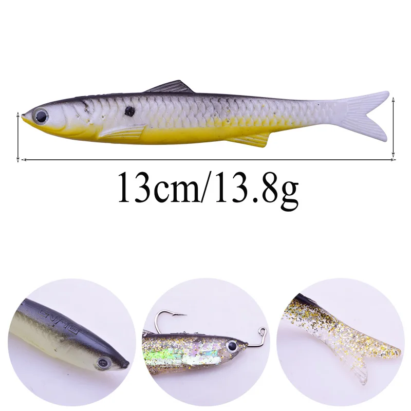 Señuelo de aluminio para Pesca, anzuelo de plástico suave de 13cm/13,8g, Leiqiang, curricán, lubina, pez negro, caballa, aparejos de Pesca, 1 ud. - imagen 2