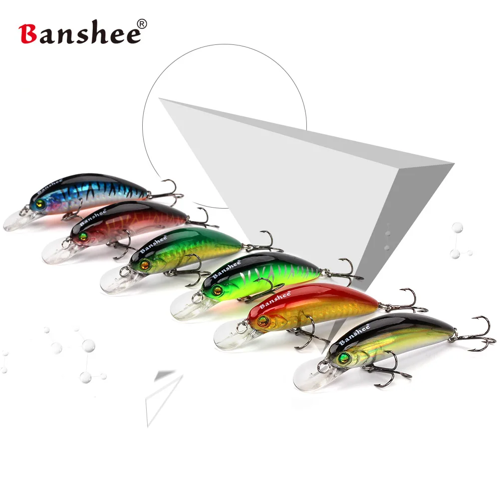 Banshee-señuelo de pesca flotante de lubina, cebo duro Artificial, 65mm, 10g, GO-CM003, Wobbler, para buceo poco profundo, 6 unids/lote - imagen 3