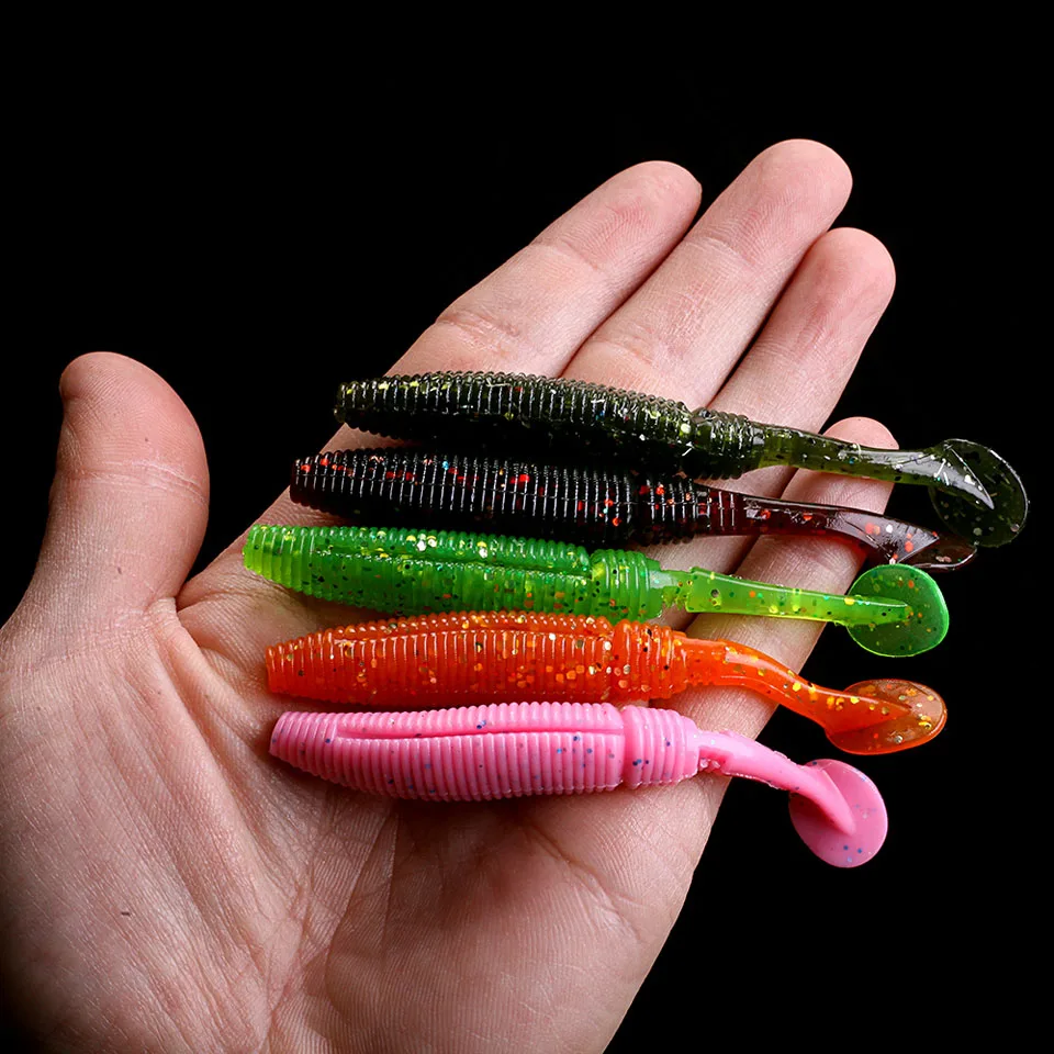 WALK FISH-señuelo de cola en T para pesca de lubina, señuelo suave de gusano 4,4g 75mm, wobbler, Swimbait, 6 unids/lote - imagen 2