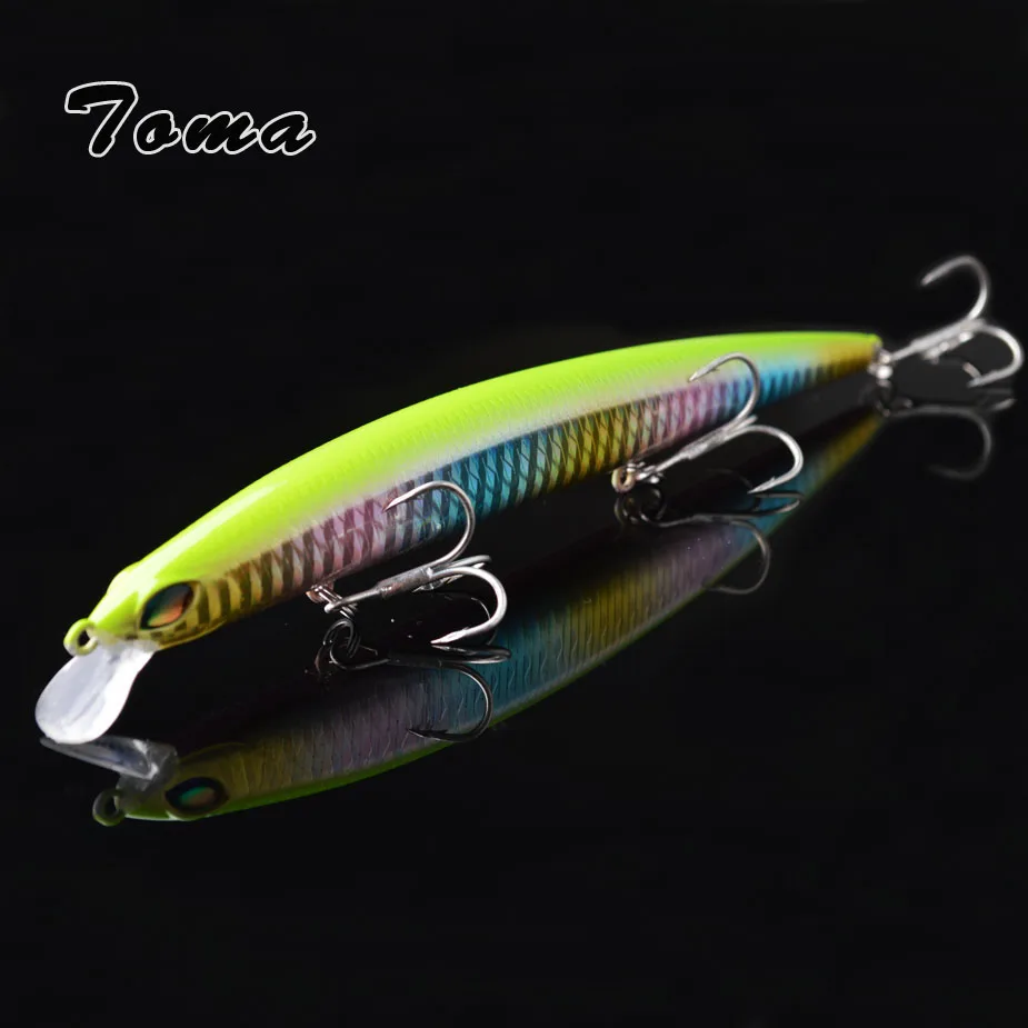 TOMA-señuelo de pesca duro, 145mm, 20g, suspendido, largo, Wobbler, Minnow, profundidad 0-1,5 m, Crankbait, cebo de lubina de mar, 3 anzuelos triples - imagen 4