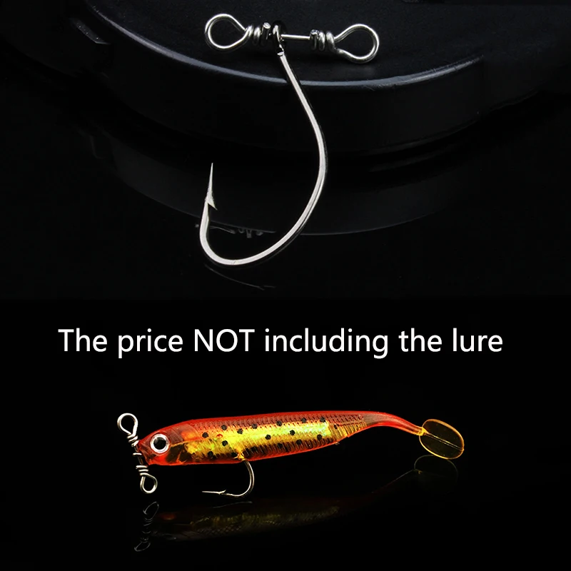 OUTKIT, 10 Uds., anzuelo de pesca de una sola manivela, anzuelos afilados de acero rico en carbono para lubina con señuelo suave con equilibrio - imagen 5