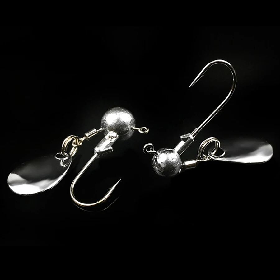 Anzuelos de pesca de acero al carbono, gancho de plomo Texas, cuchara de Metal giratoria, gancho para lubina, señuelo suave, 2g, 4g, 10 unids/lote - imagen 5