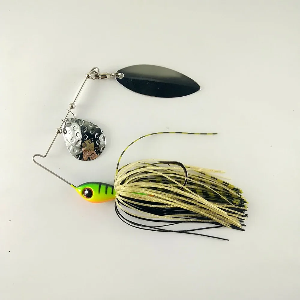 BassLegend-pesca DB-Spin cebo de Metal Spinnerbait doble hoja Bass Pike trucha Chub señuelo 10g - imagen 4