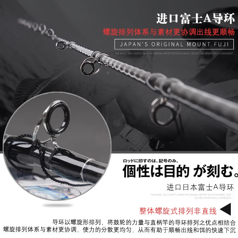 Piezas japonesas Fuji completas MADMOUSE caña de Jigging lenta 1,9 M PE 3-5 peso de señuelo 80-350G 15 kg envío/caña de barco de fundición caña de pescar en el océano - imagen 4