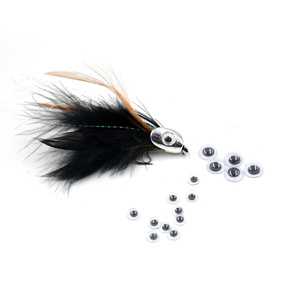 MNFT-señuelo de pesca 3D de 100 piezas, Ojos de muñeca móviles negros, Material de atado de moscas, ojo holográfico, accesorios de pesca DIY - imagen 5