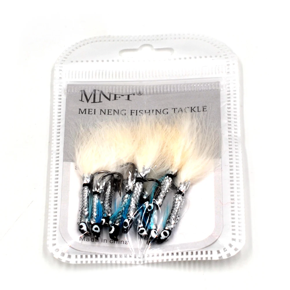 MNFT 10PCS 4 #   Ghost Tail Blue Fin Silver Body Streamer Minnow Fly Popular para pesca con mosca Moscas de pesca azules en blanco y negro - imagen 4