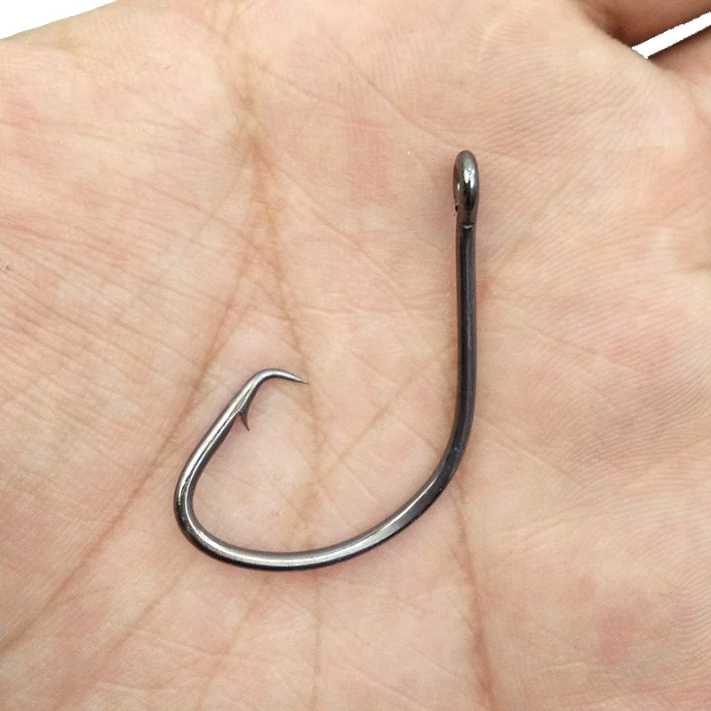 170 unids/caja acero de alto carbono negro pulpo pesca deportiva anzuelos circulares carpa pesca en agua dulce pesca anzuelos calados - imagen 5