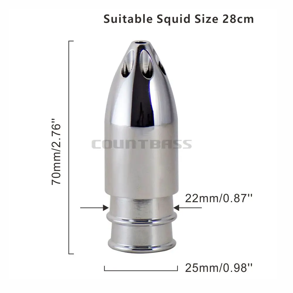 Countbass-SEÑUELOS DE pesca de arrastre con cabeza de acero y latón, cabeza de chorro de bala con falda de calamar, atún, Wahoo, Marline, pez vela, Kinfish, 6,2 oz - imagen 2