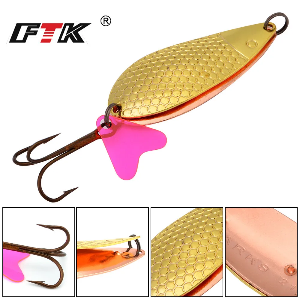 FTK-señuelo de pesca biselado, cebo de manivela, anzuelo triple, cuchara de alambre, 18g, 1 unidad - imagen 4