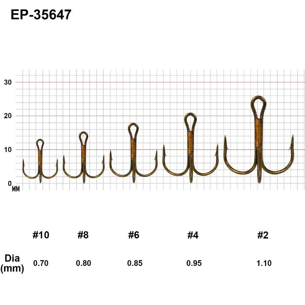 Eupheng-anzuelos de pesca 20 piezas, anzuelos triples de Color negro, níquel, rojo y bronce, aparejos de agua dulce y salada - imagen 3