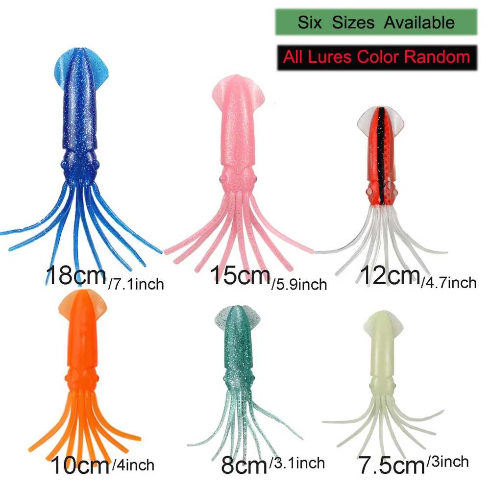 Señuelos de pulpo de plástico suave, cebo de falda de calamar que brilla en la oscuridad, luminoso, para pesca Al curricán, para pesca en agua salada - imagen 2