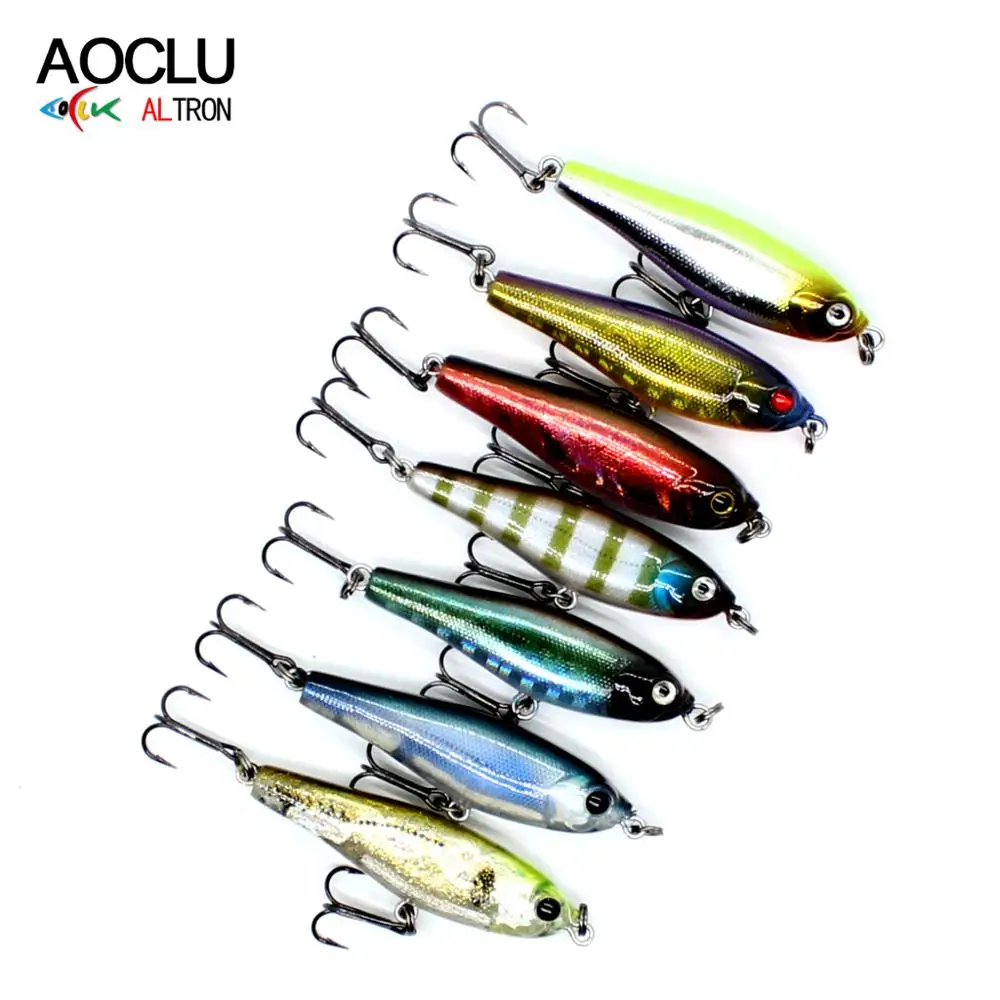 AOCLU Señuelo Wobbler cuerpo sólido con anzuelos VMC