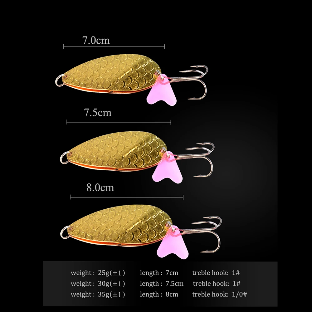 FTK 25g 30g 35g señuelo de pesca de doble cuchara con anzuelo triple ruido cebo Artificial de Metal señuelo de cuchara dura pesca de lubina