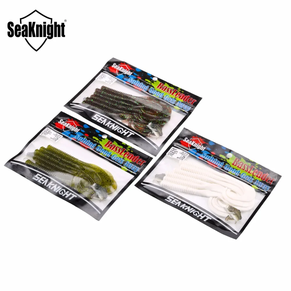 SeaKnight-señuelo suave SL010, 13cm, 5 ", 7,5g, 6 piezas, señuelo de pesca suave, cebo Artificial, señuelo larva suave, gusano de cola Flexible, pesca en agua salada - imagen 5