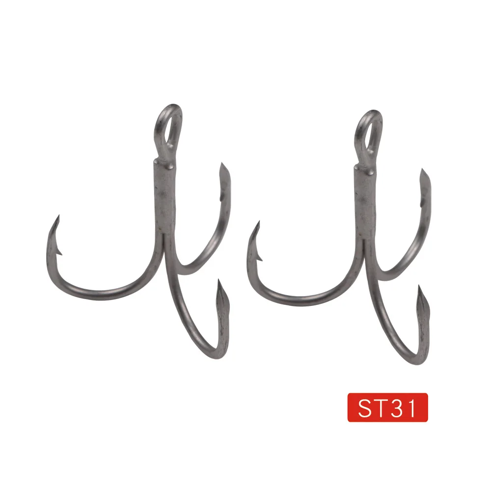 Anzuelos de pesca ST31, herramientas de aparejos de pesca de acero alto en carbono, superafilados, con ranura en sangre Aukin 1/0 2 #4 #, anzuelos triples, 5 unids/lote