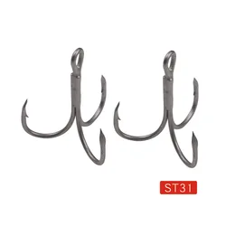 Anzuelos de pesca ST31, herramientas de aparejos de pesca de acero alto en carbono, superafilados, con ranura en sangre Aukin 1/0 2 #4 #, anzuelos triples, 5 unids/lote