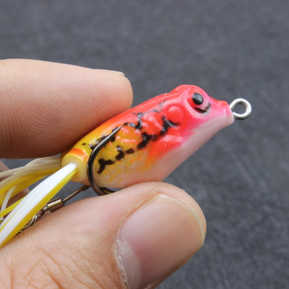 MINI cebos de pesca de rana, anzuelos de silicona, 2 ganchos y cuchara, 3cm, 4g, 5 unidades - imagen 3