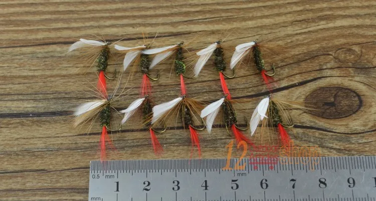 MNFT 10PCS 10 #   Red Tail May Fly Ninfa Fagiano Herl Winged May Fly Trucha Perca Agua dulce Moscas de pesca con mosca - imagen 3