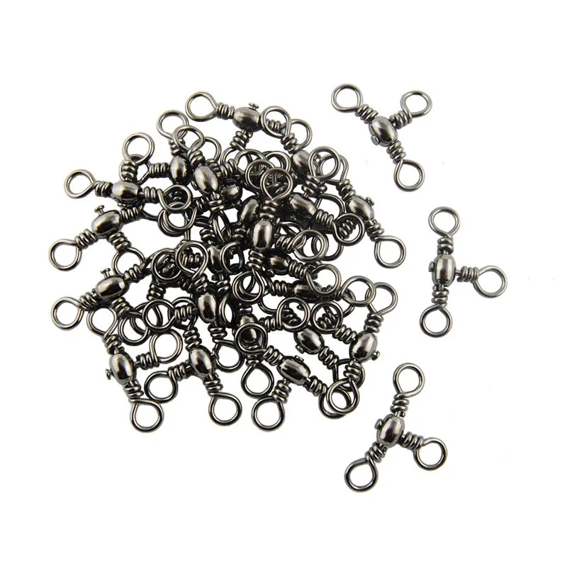 Juego de conectores de señuelos duros con caja, 120 unidades, línea cruzada de barril de 3 vías con anillo sólido - imagen 4