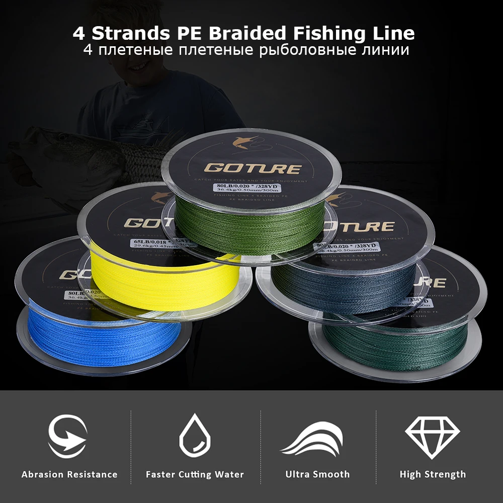Goture-sedal de pesca trenzado de PE, multifilamento, 4 soportes, 8-80lb, 6 colores disponibles, 500M - imagen 2