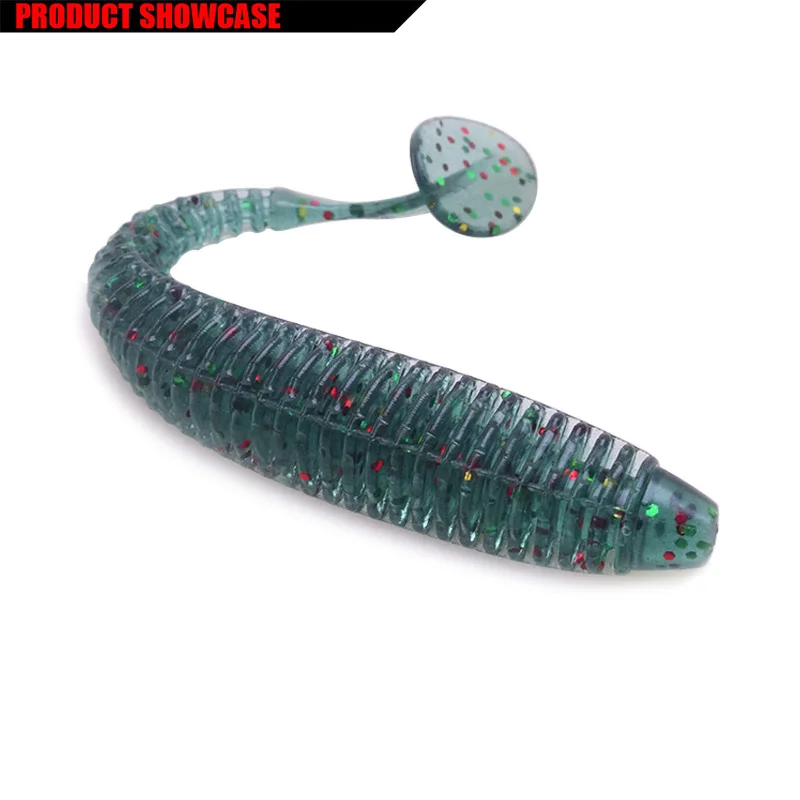 Señuelos de Pesca de silicona de 95mm, 3g, olor a Camarón de goma, gusanos artificiales, aparejos de pesca, cabeza de plantilla, lubina, Lucio, 10 unids/lote - imagen 2