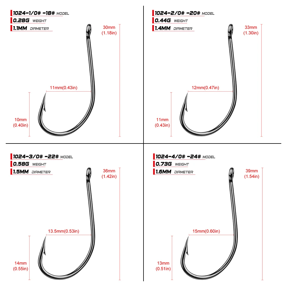 PROBEROS-anzuelo de pesca Maruseigo, serie 1024, 1/0 #-7/0 #, cebo de pesca de agua dulce, lubina - imagen 4