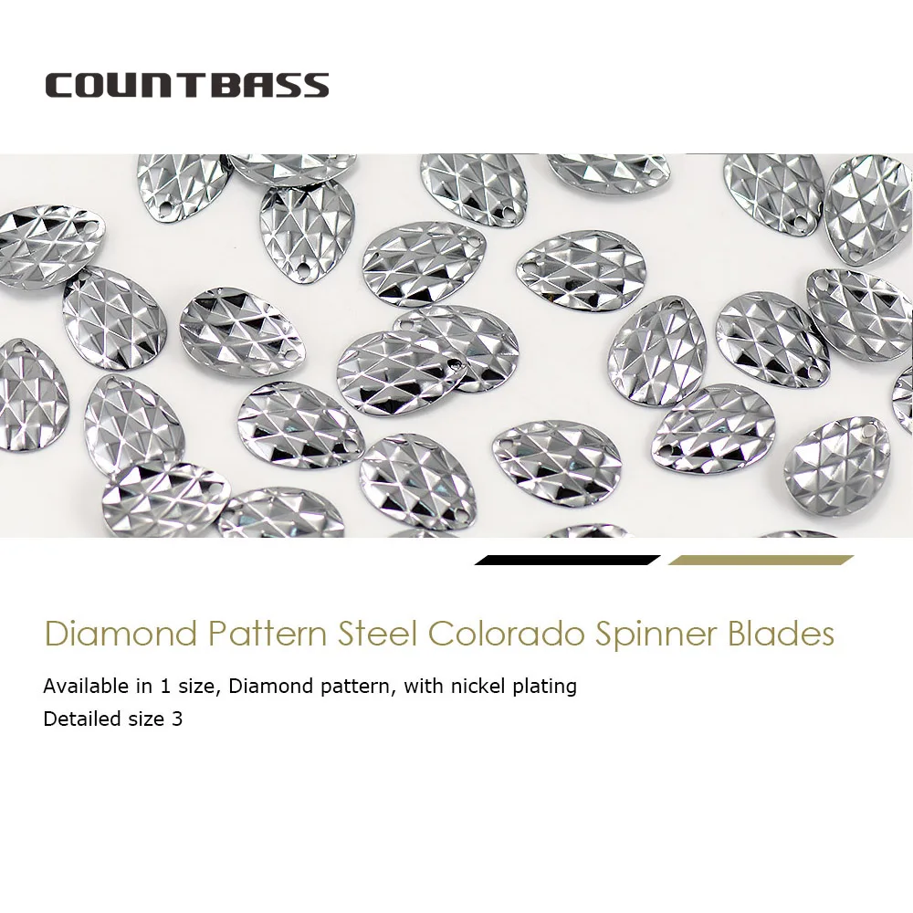 Countbass 50 Uds tamaño 3-19x25,5mm niquelado acero Colorado Spinner cuchillas patrón de diamante, DIY Spinner cebo señuelo de pesca - imagen 2